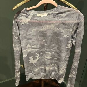 LOFT Heather Gray Camo Knit SUPER Lightweight Sweater